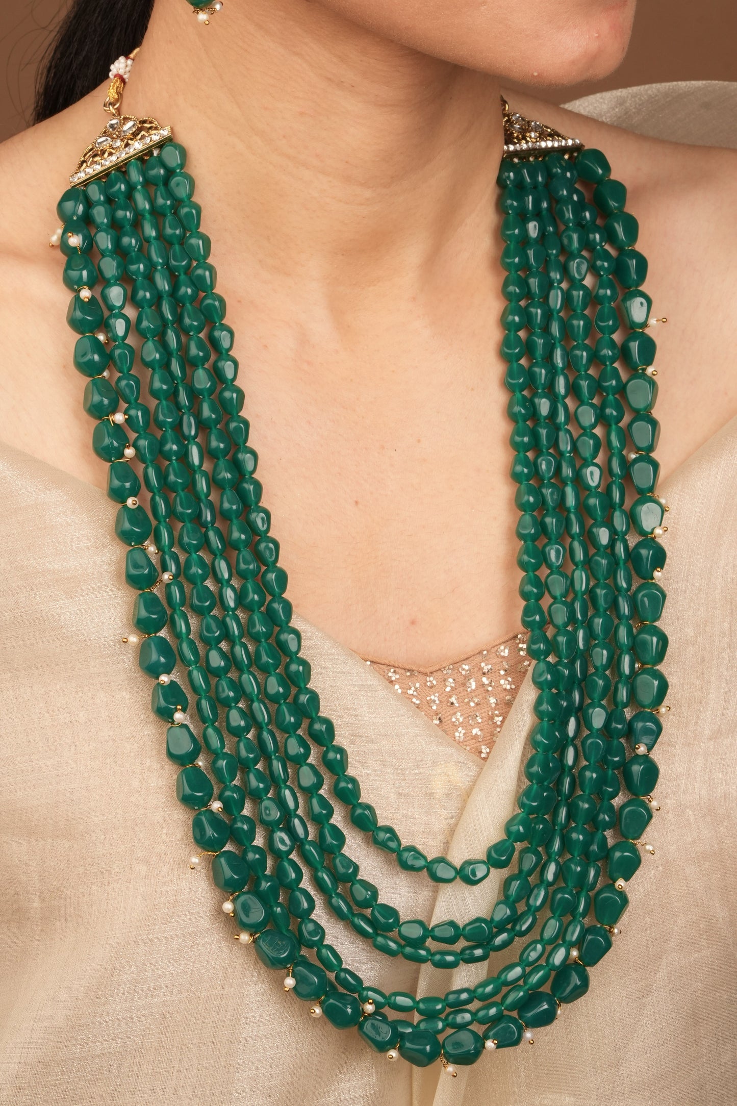 Green Alloy Necklace Sets