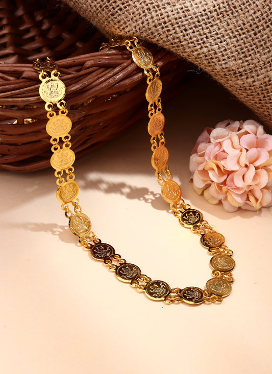 24 Inch Gold Plated Laxmi Motif Necklace