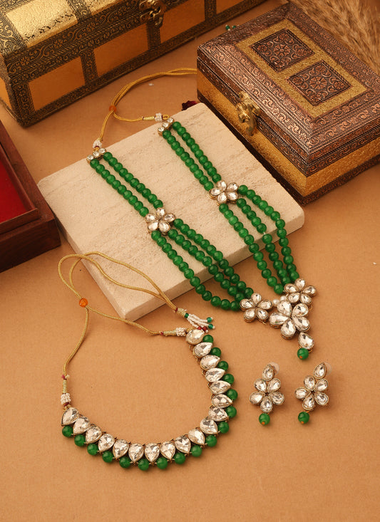 Green Beaded Necklace Set