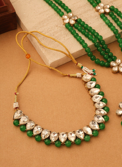 Green Beaded Necklace Set