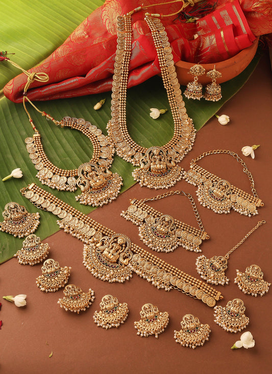 Gold Plated Bridal Necklace Set in South Indian Style