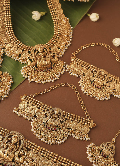 Gold Plated Bridal Necklace Set in South Indian Style