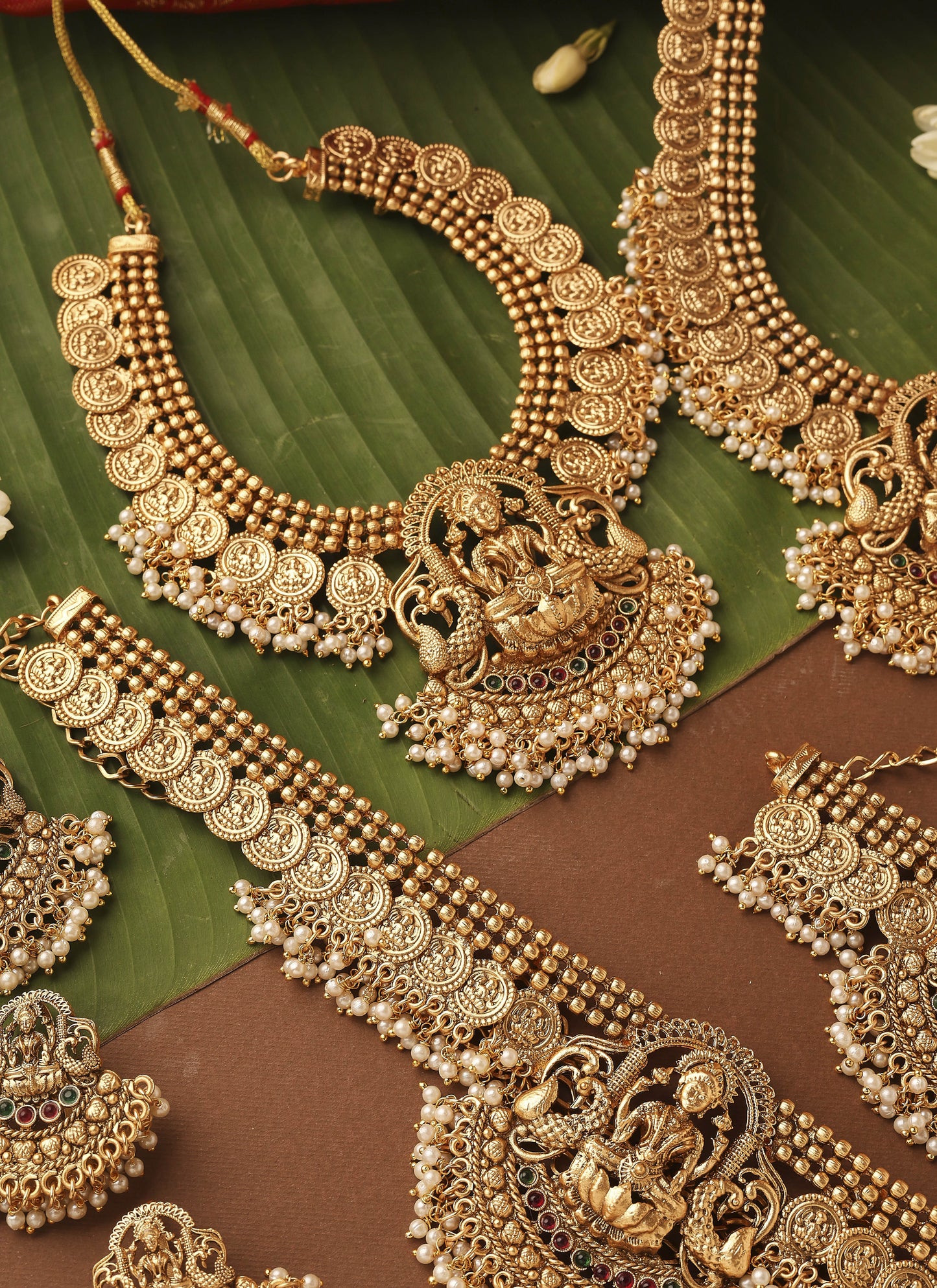 Gold Plated Bridal Necklace Set in South Indian Style