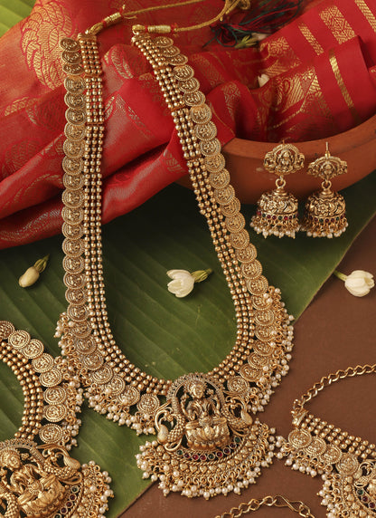 Gold Plated Bridal Necklace Set in South Indian Style