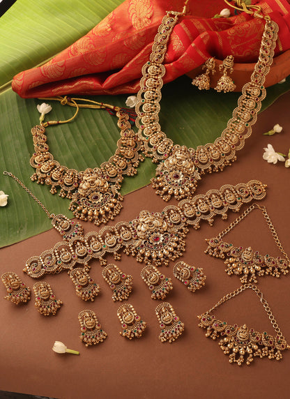 Bridal Gold Plated Necklace Set in South Indian Style