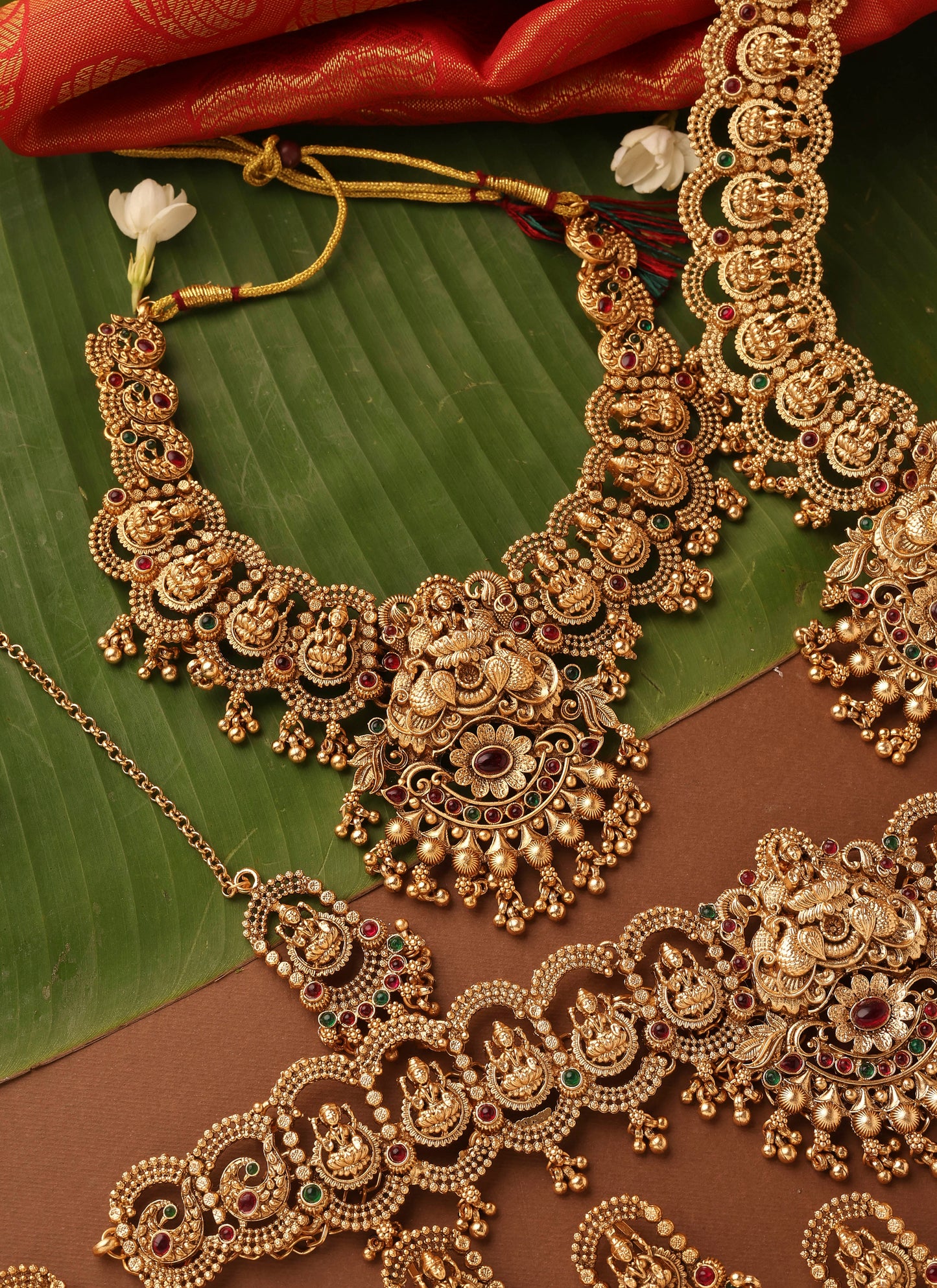 Bridal Gold Plated Necklace Set in South Indian Style