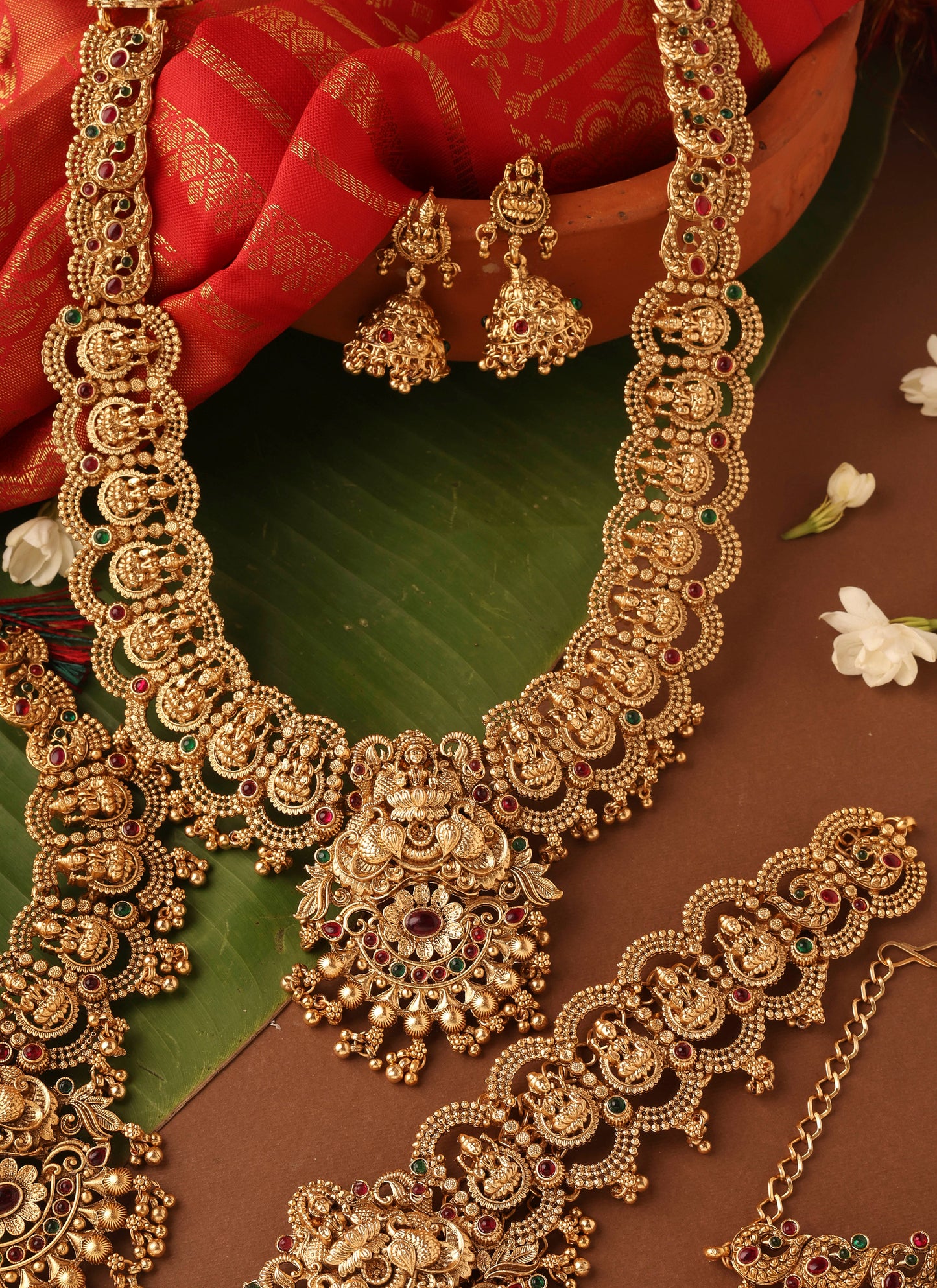 Bridal Gold Plated Necklace Set in South Indian Style