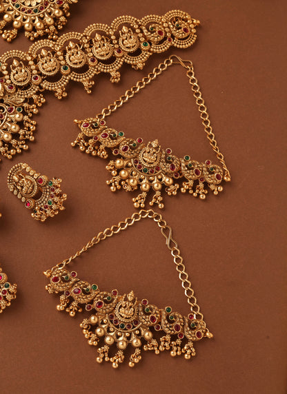 Bridal Gold Plated Necklace Set in South Indian Style