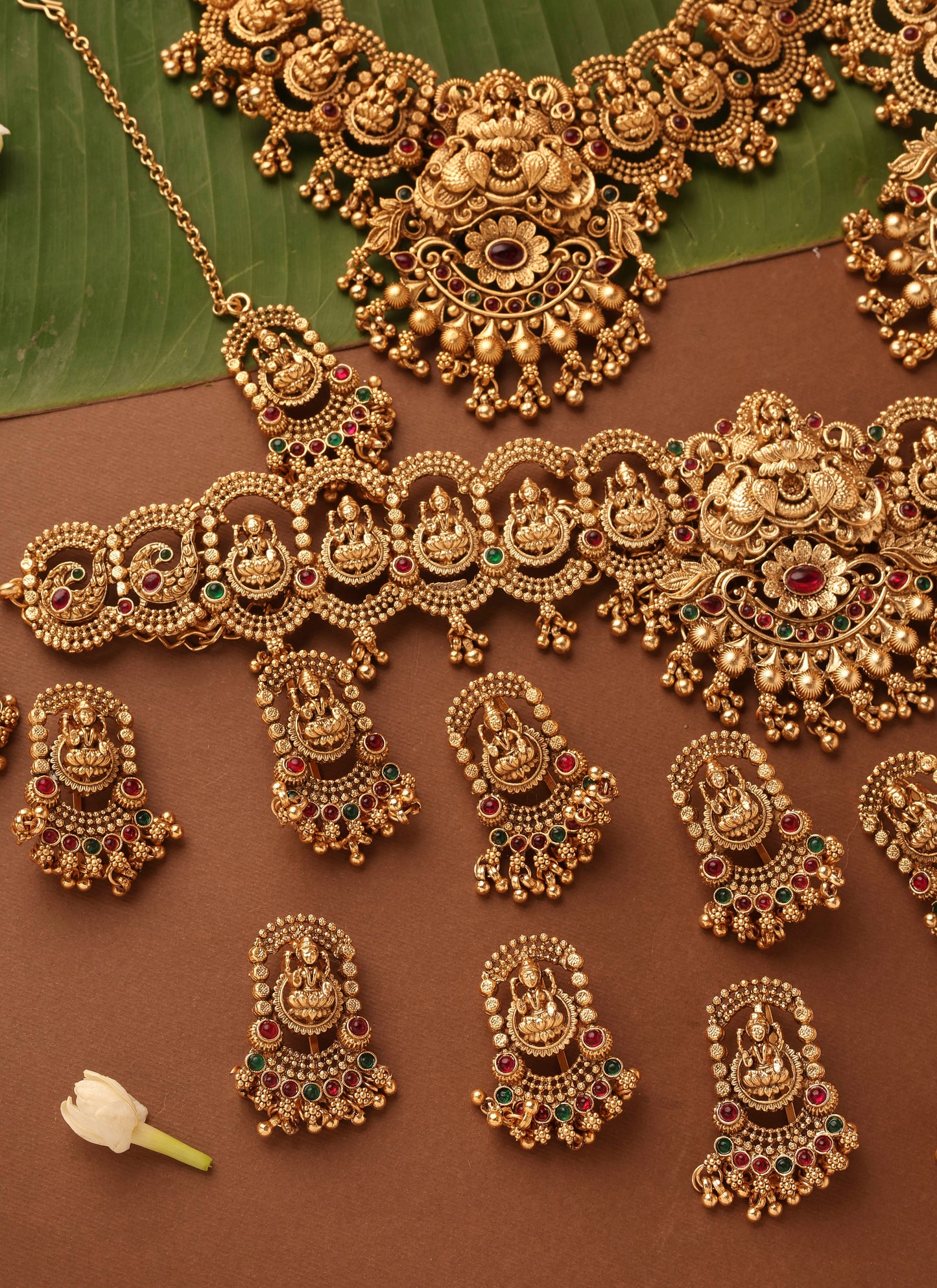 Bridal Gold Plated Necklace Set in South Indian Style