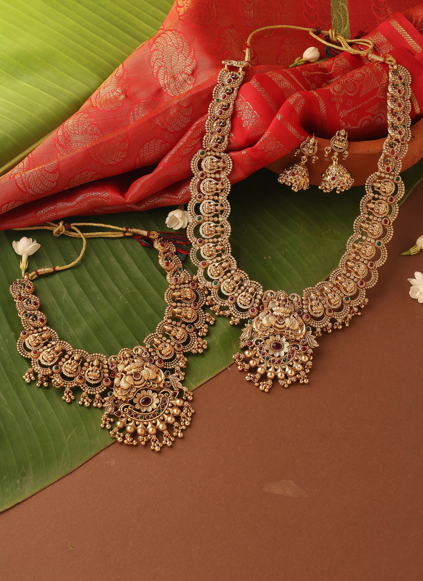 Bridal Gold Plated Necklace Set in South Indian Style