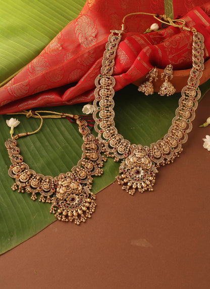 Bridal Gold Plated Necklace Set in South Indian Style