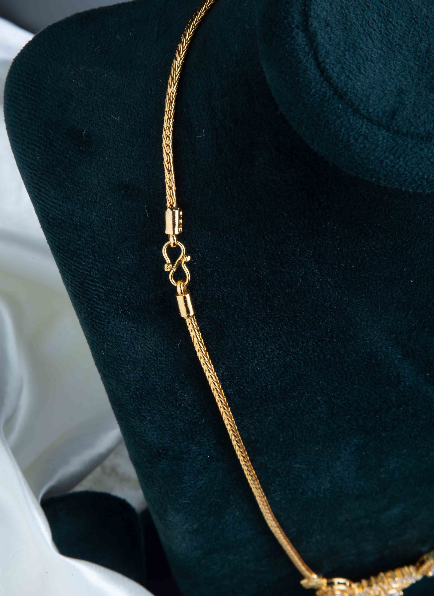 Gold Plated Chain with American Diamond Side Pendant