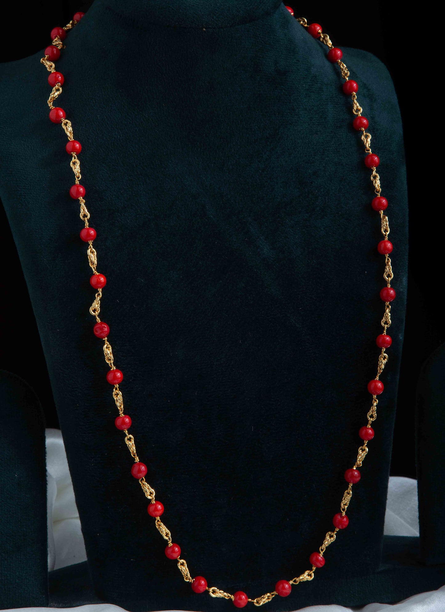 Gold Plated Necklace with Orange Bead