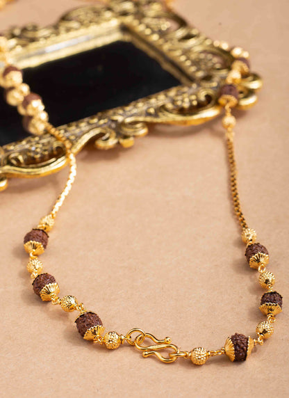 Rudraksha Chain with Gold Beads