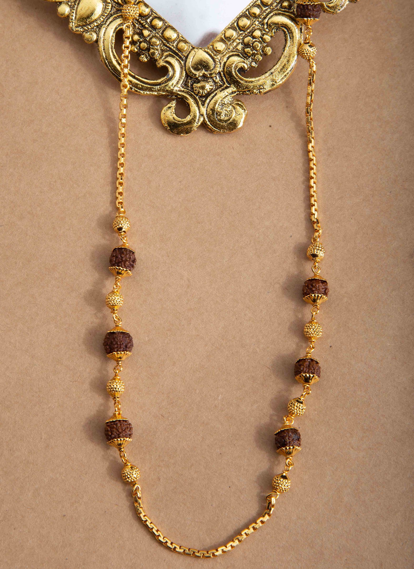 Rudraksha Chain with Gold Beads