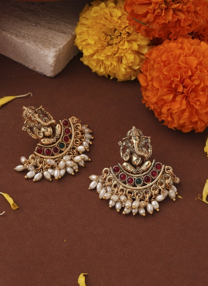 Gold Plated Ganpati Motif Choker Necklace Set