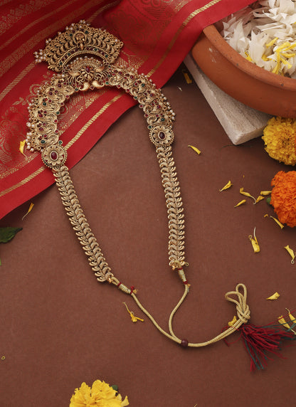 Long Statement Temple Jewellery Necklace with Kari Motif