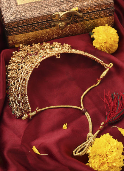 Gold Plated Statement Choker Set with Lakshmi Motif and Intricate Designs