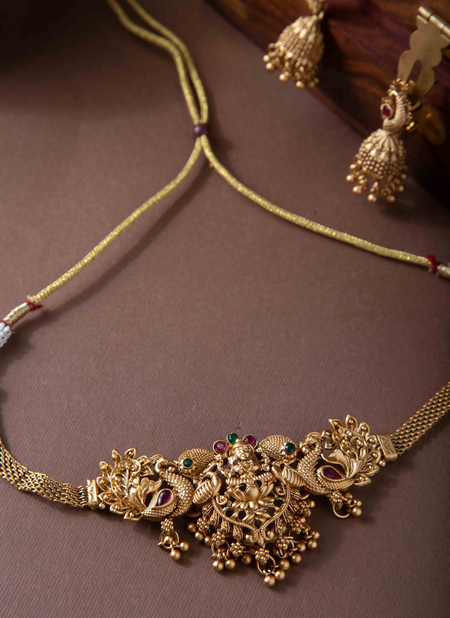 Gold-Plated Patterned God Motif Choker Set