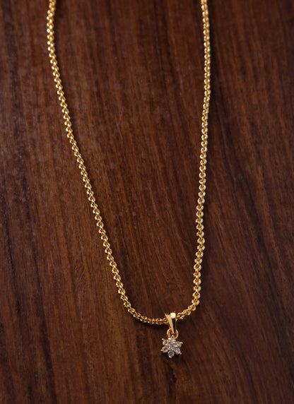 Golden Diamond Pendant Short Necklace Earrings And Finger Ring Set