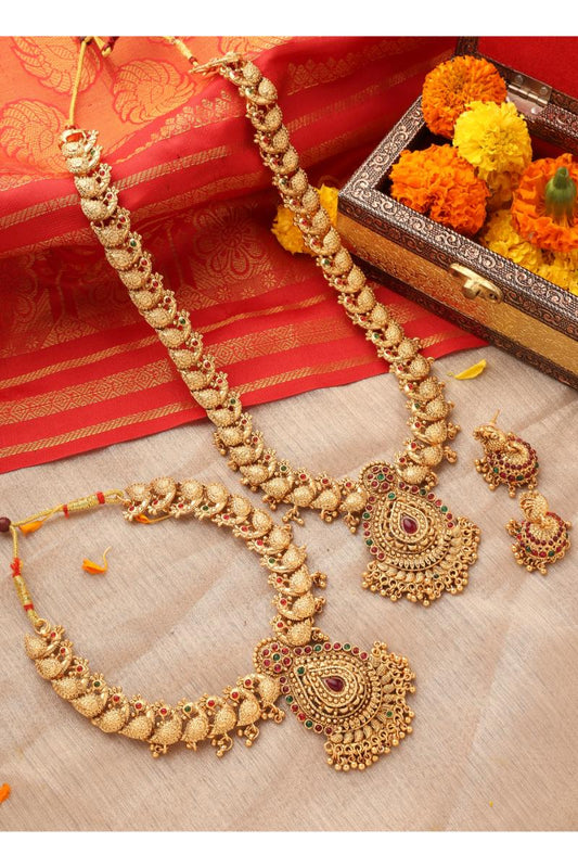 Gold Plated South Indian Temple Necklace Set