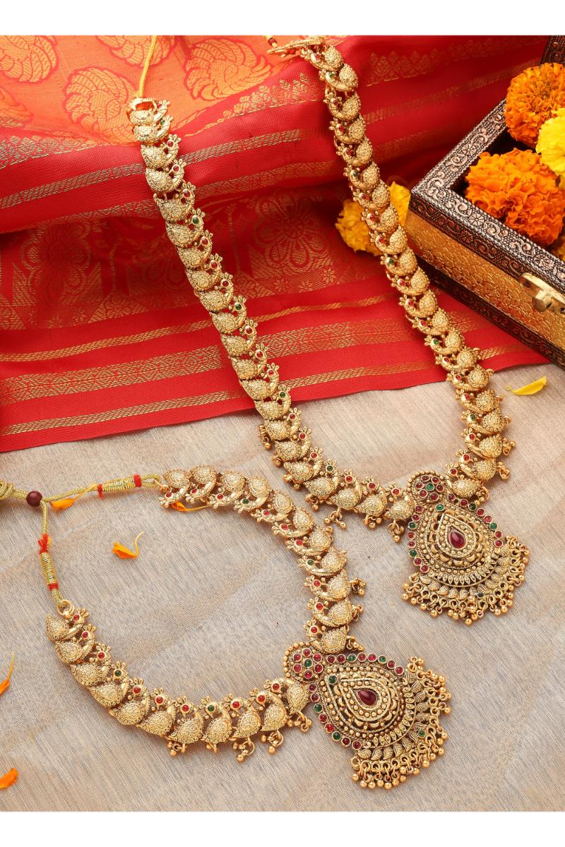 Gold Plated South Indian Temple Necklace Set