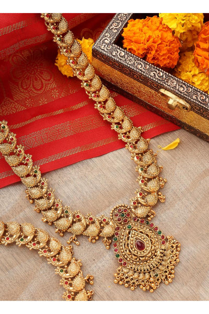 Gold Plated South Indian Temple Necklace Set