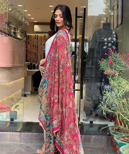 Cream Cotton Embroidered Kurta with Pant with Dupatta