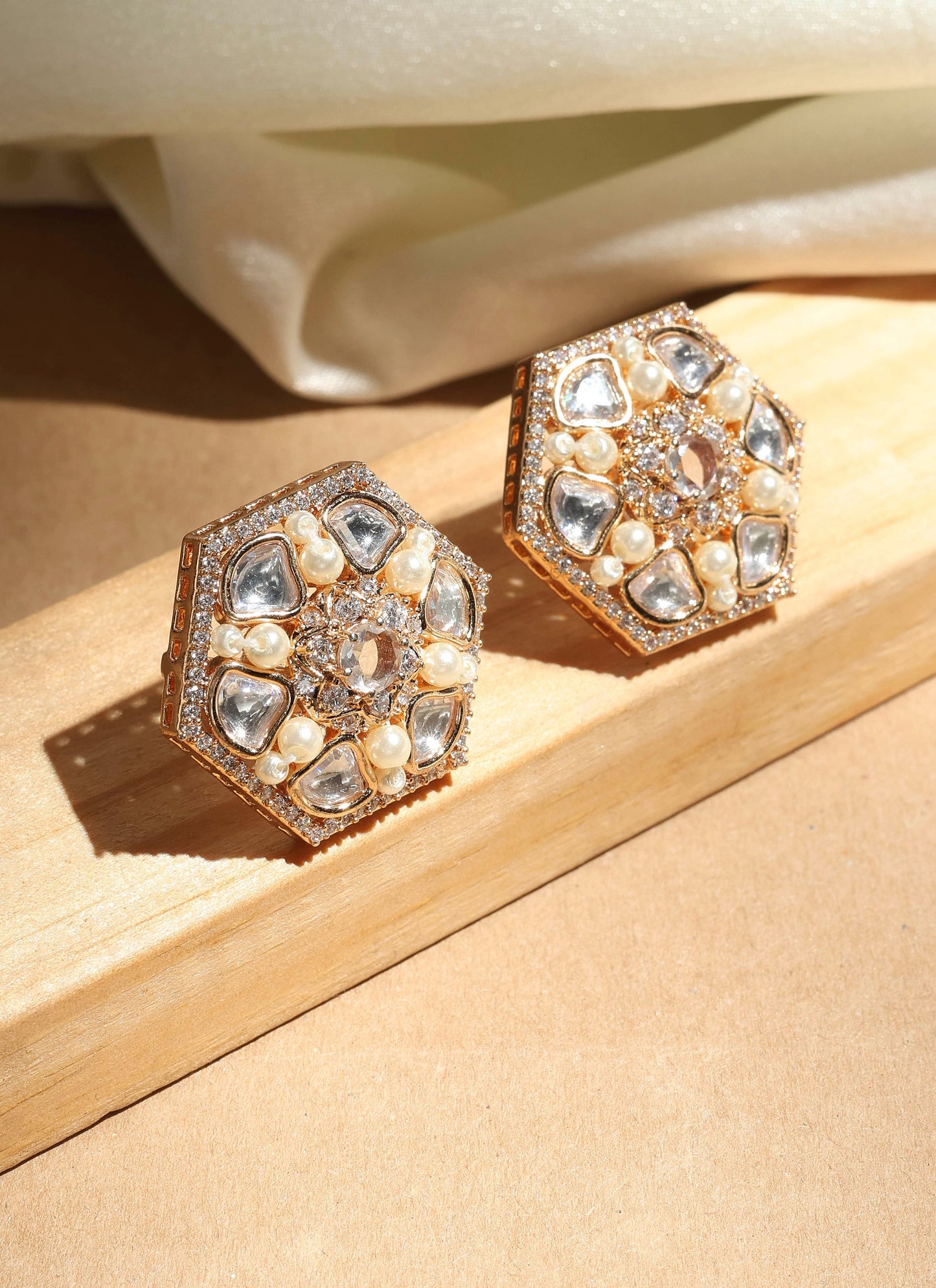 Elegant Statement Studs with American Stones