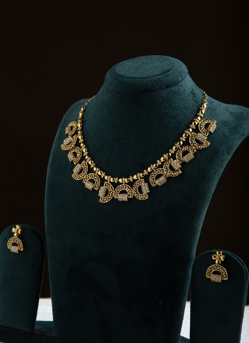 Gold and American Diamond Necklace Set