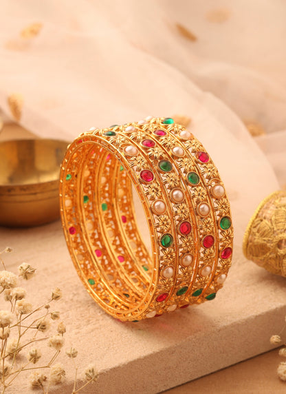 Gold studded jewellery alloy bangles
