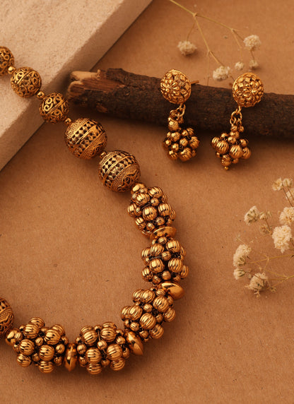 Gold Plated Temple Jewellery with Gold Ball Designs