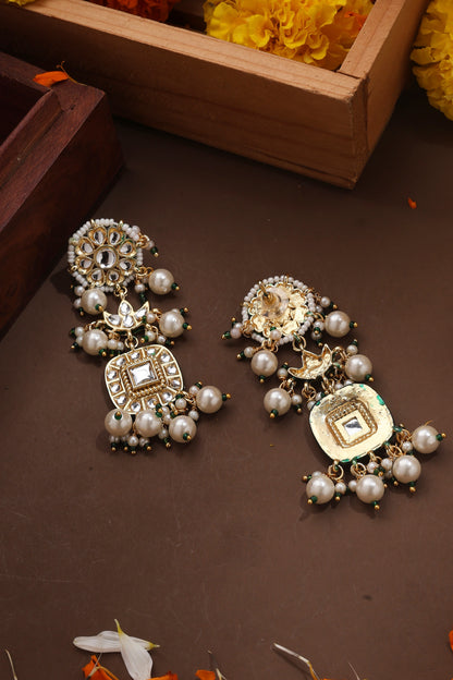 Kundan Earrings with Pearl Danglers