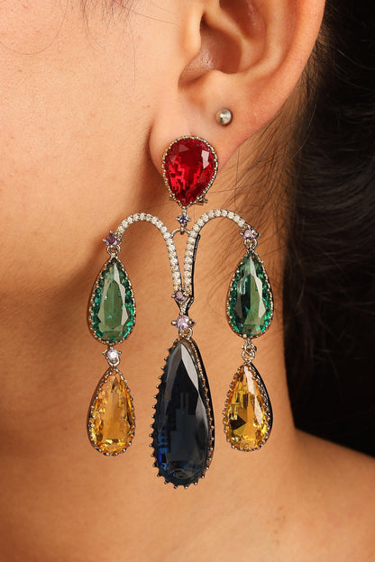 Earrings with Multicolour Stones