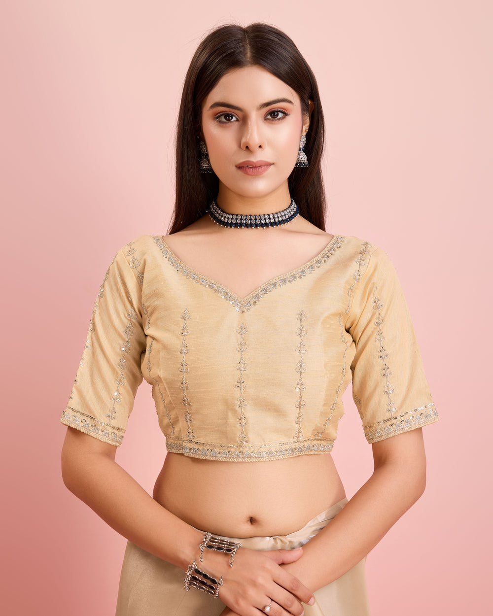 Soft Tissue Golden Embroidered Saree