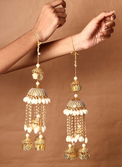 Set Of two Gold-Plated & Sea Shell Beaded Kaleera