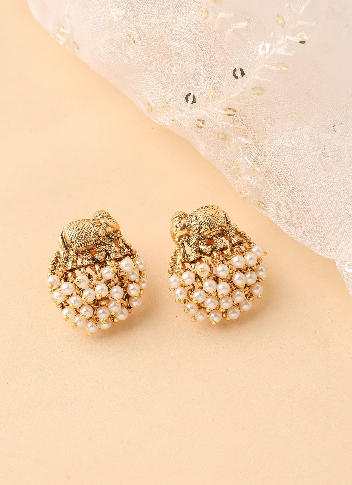 Gold Studs Accented with Pearls