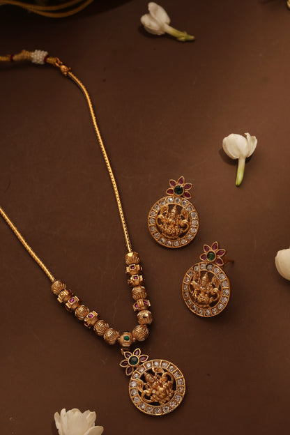 Laxmi Motif Pendant Necklace with Ball Chain