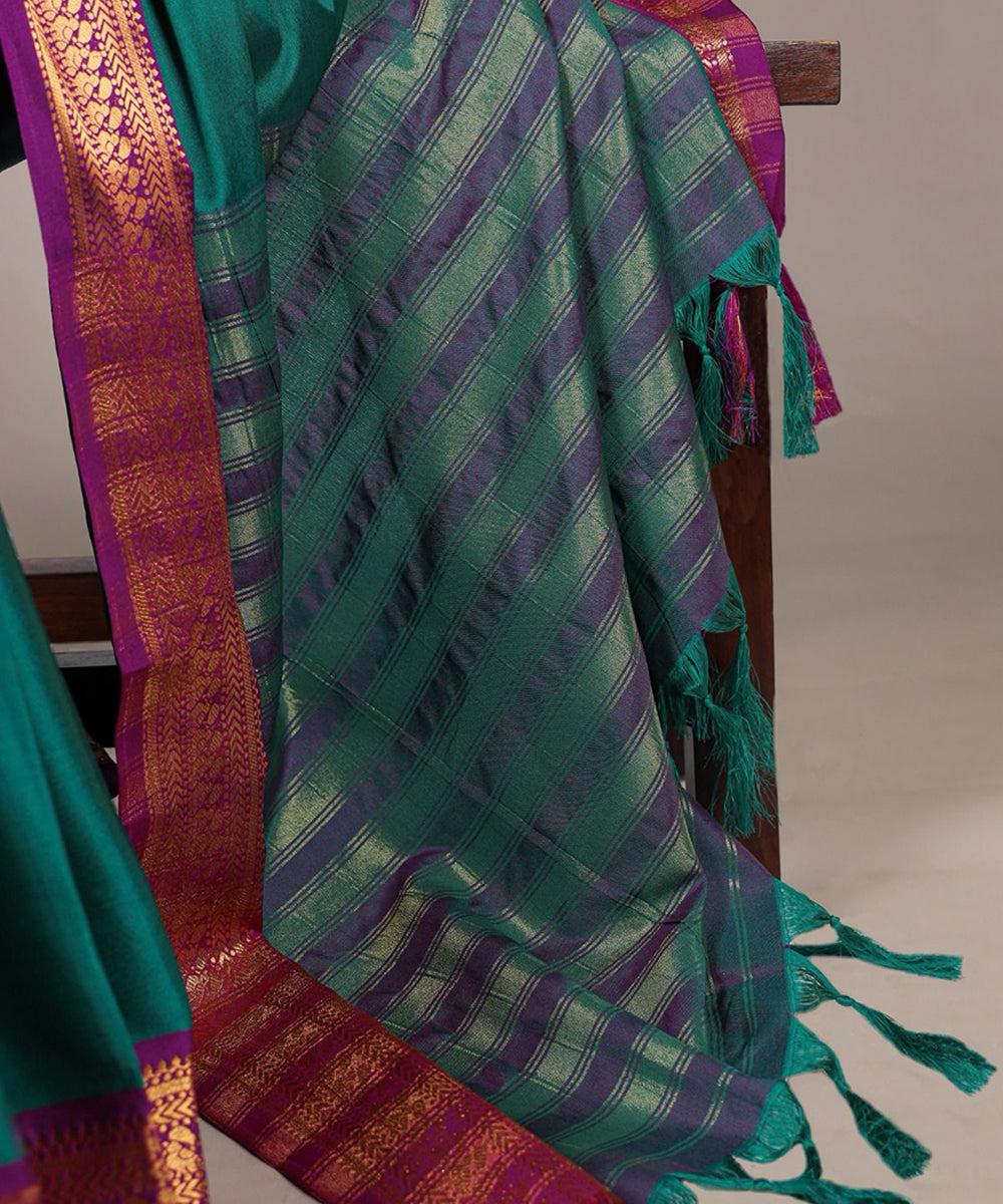 Emerald Green Art Silk Saree with Zari Border