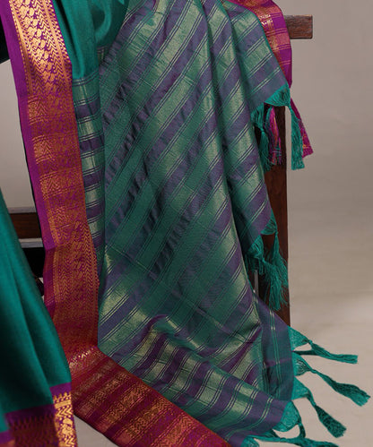 Emerald Green Art Silk Saree with Zari Border