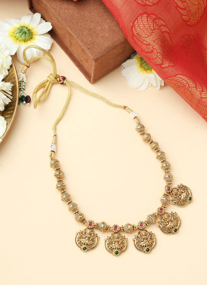 Ball Chain Necklace Set with Gold Motifs