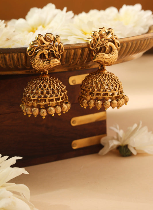 Gold Peacock Jhumkas