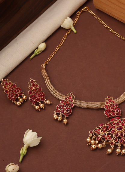 Red Stone Kemp jewellery Necklace Set