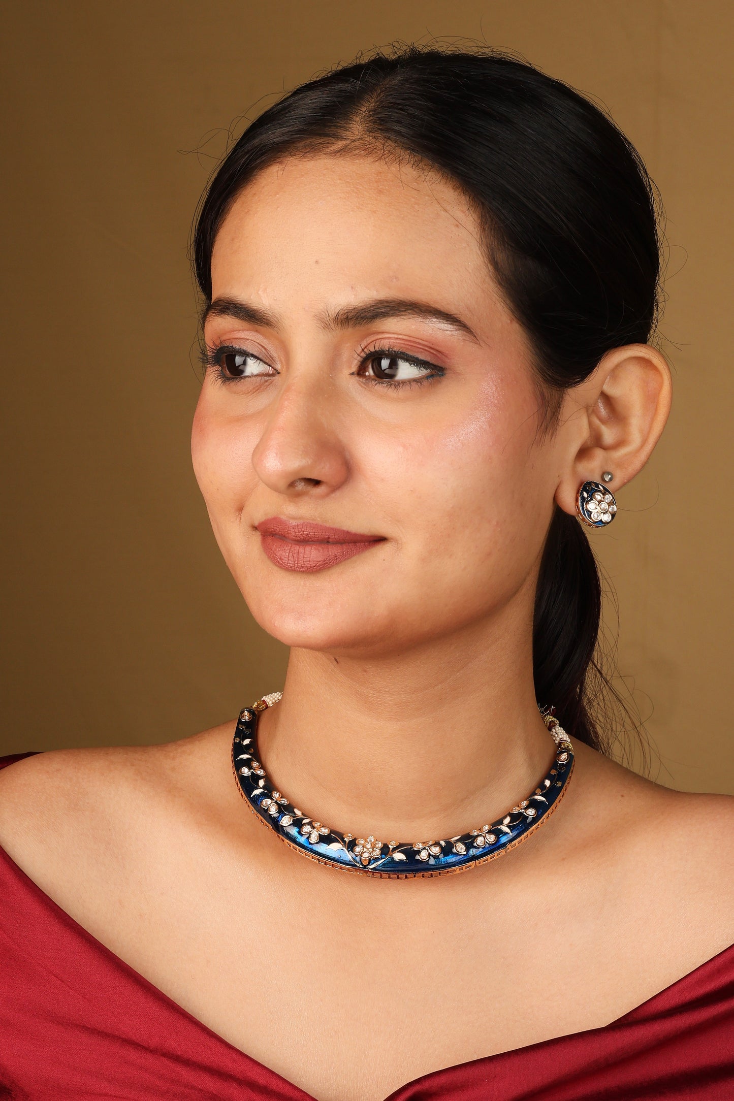 Blue Meenakari Hasli Choker Necklace