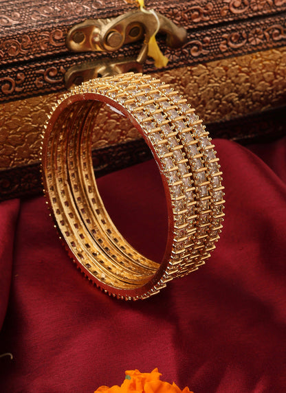 Set of four Gold-Plated American Diamond Bangles