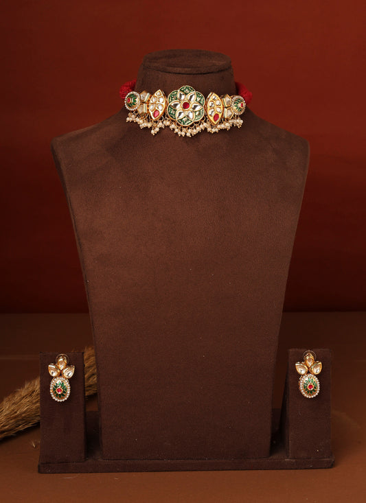 Kundan Choker Set with Meenakari Work