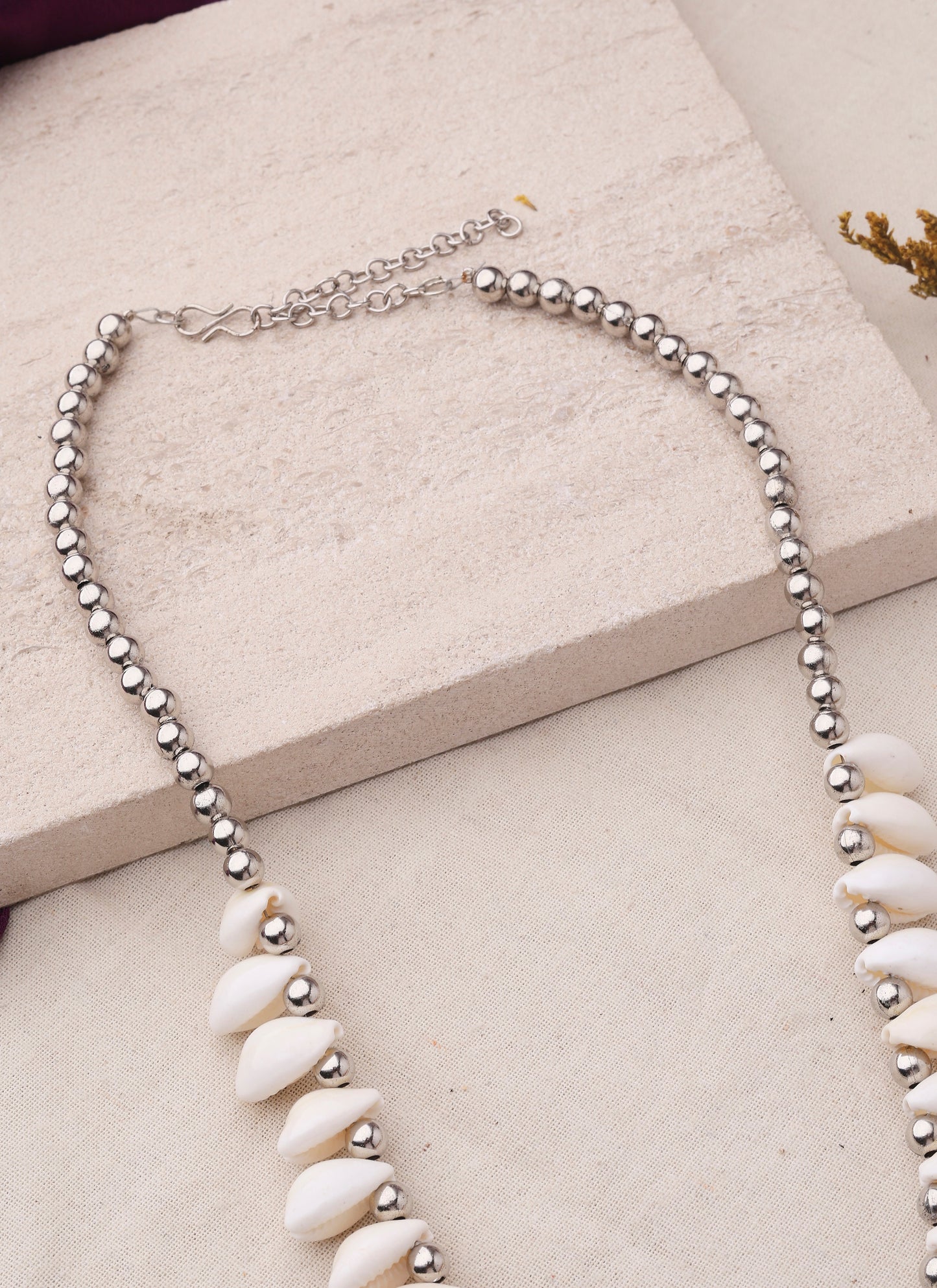 Shell Necklace with Oxidized Pendant