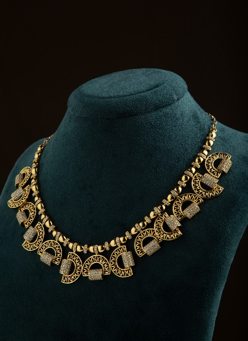 Gold and American Diamond Necklace Set