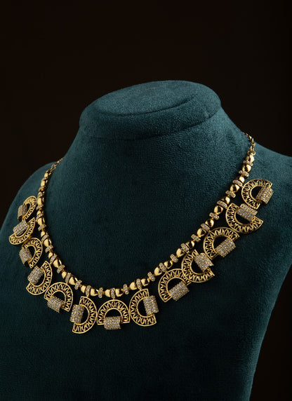 Gold and American Diamond Necklace Set