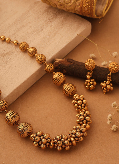 Gold Plated Temple Jewellery with Gold Ball Designs